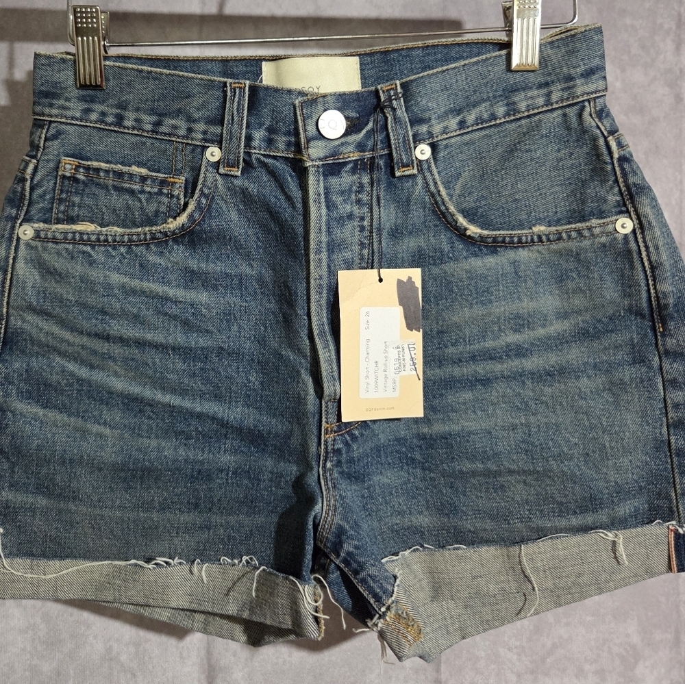 Women’s Mid-Blue Denim Shorts - Raw Hem